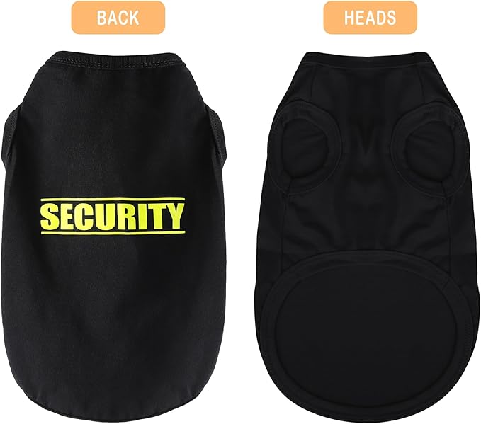 Discover Cozy Cotton Canine Wear: Soft, Lightweight, and Breathable Dog Shirt Vest with Eye-Catching Graphics(Security), Keeping Your Furry Friend Warm and Comfy! Black XXS