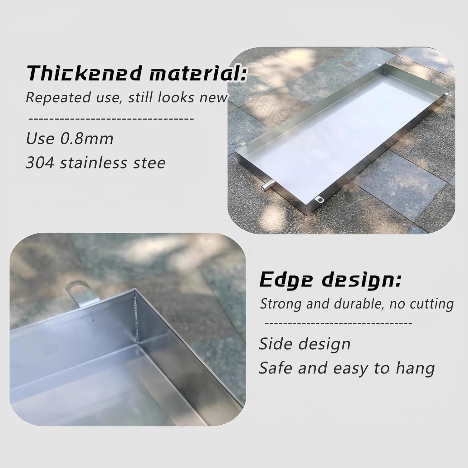 Heavy Duty 304 Stainless Steel Drain Pan - Galvanized Replacement Tray with 2m Tube, 120x70cm (47x28in) for Maximum Protection in Washing & Cleaning 60x100cm (24x39in)
