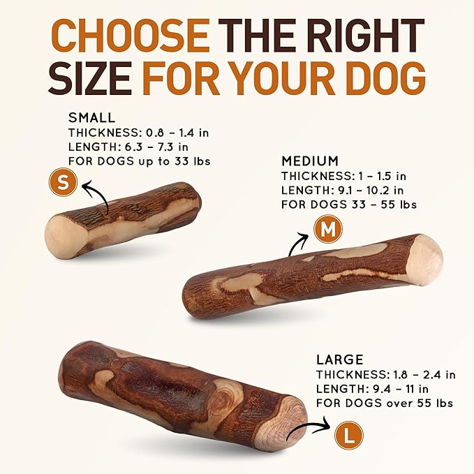 Wildfang® Olive Wood Chewing Sticks for Dogs, Small - Tough Chew Toys for Aggressive Chewers, Puppy Chew Toys for Teething, Training for Chewing Muscles, Olive Wood Stick for Dog (Under 33lbs), 3pack