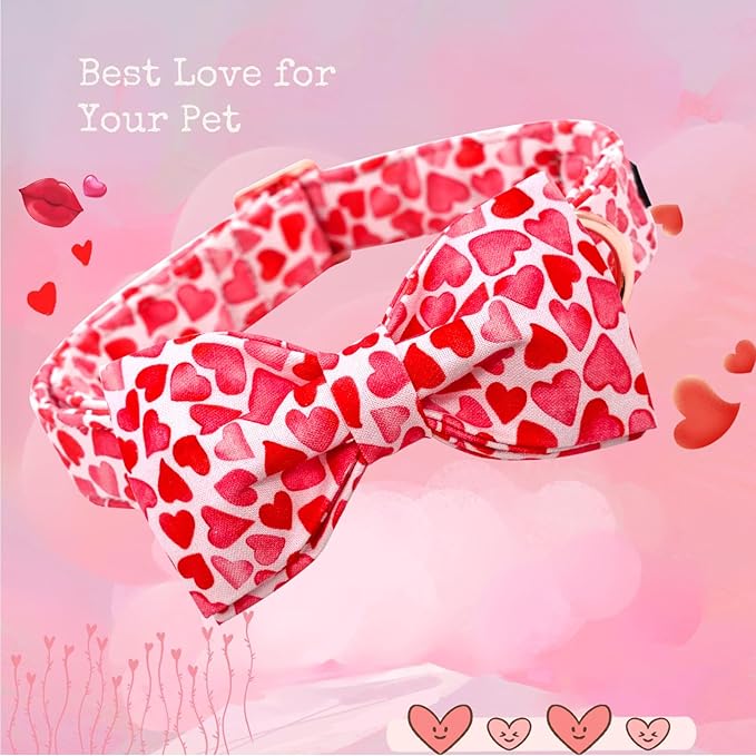 Lionheart Glory Valentine's Day Dog Collar with Bowtie for X-Large Dogs