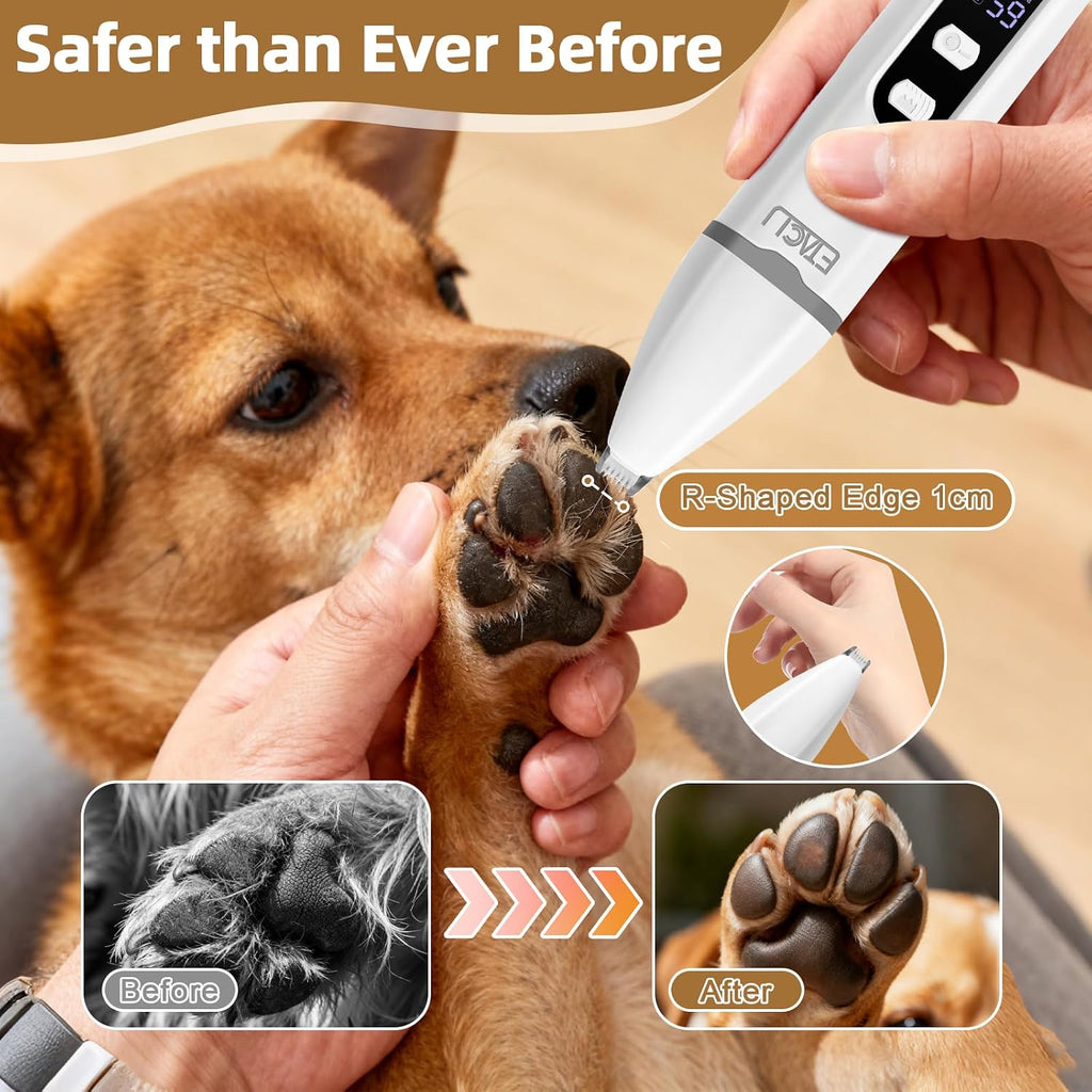 ETACCU 4 in 1 Dog Clippers Grooming Kit with LED Display, Cordless Dog Quiet Hair Trimmer for Paw Nail Grinder, Rechargeable 2-Speed Cat Clippers Face Shaver for Paw Nail Body Ear