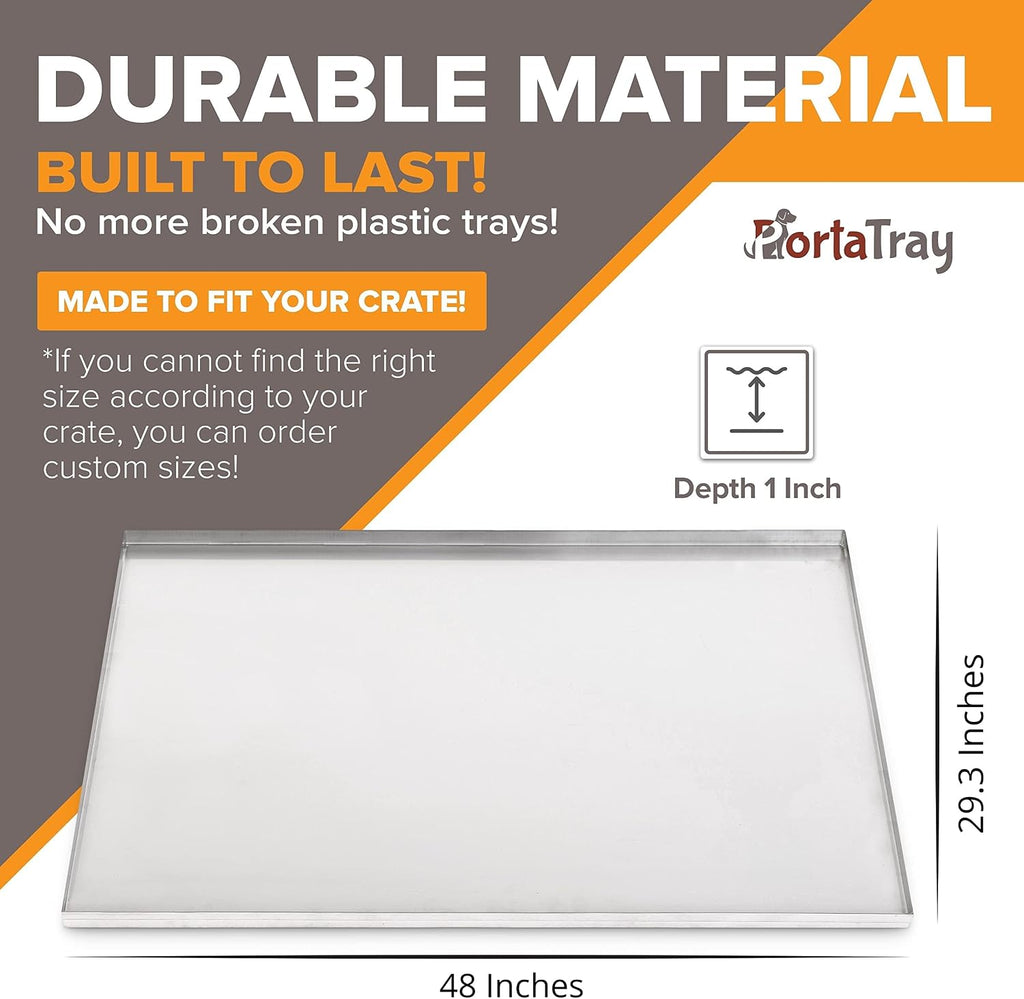 Metal Dog Crate & Kennel Replacement Tray/Pan, Stainless Steel, 48x29 in | Chew-proof, crack-proof, rust-resistant. Fits Most Standard 48 in Crates.