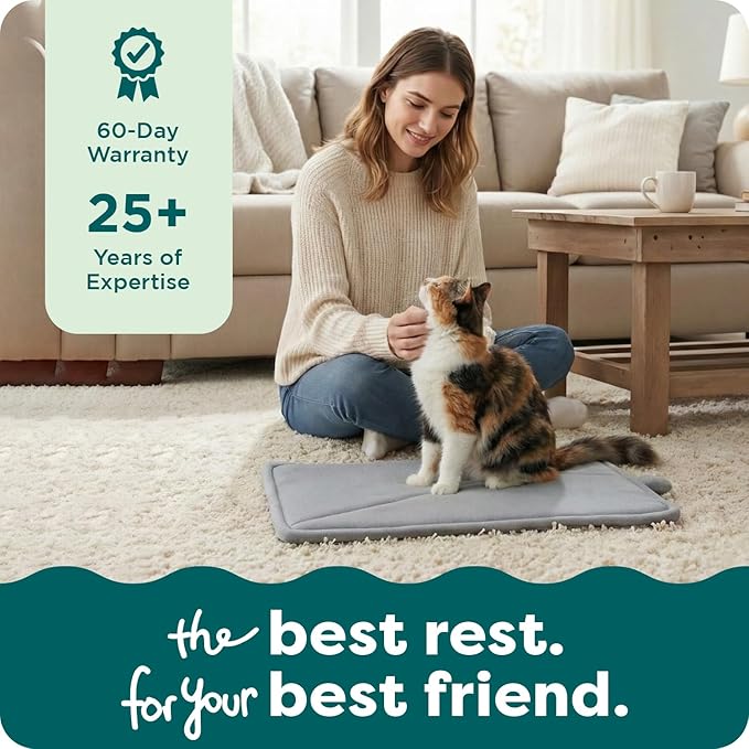 FurHaven ThermaNAP Self Warming Cat Mat, Dog Bed for Crates with Self-Warming Technology for Cozy Rest, Fully Machine Washable, Small, Plush Faux Fur, Black