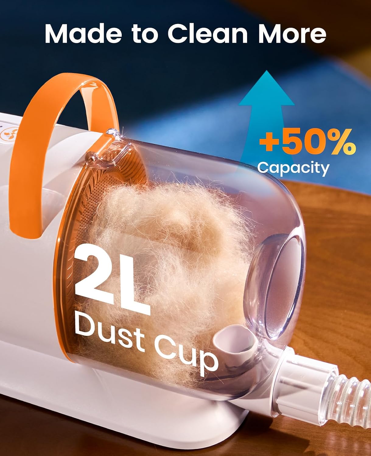 oneisall Dog Grooming Vacuum - 15000Pa Suction, Captures 99% Pet Hair to Reduce Shedding, Dog Grooming Clippers & Quiet Brush (≤59dB) with 4 Accessories, 2L Dust Canister for Home Cleaning（Orange） | 15000Pa Suction Power, Dog Grooming Kit, Low