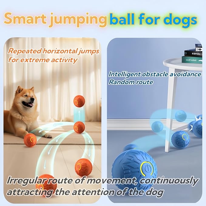 Interactive Dog Toys Dog Balls,Durable Motion Activated Automatic Rolling Ball Toys for/Small/Medium Dogs（Blue