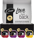 Cesar Classic Loaf in Sauce Wet Dog Food, Variety Pack, 3.5 oz, 60 Count | Made in USA, No fillers or artificial flavors, slow-cooked juicy texture, works as a meal or food topper, easy peel trays