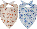 Spring Dog Bandanas XLarge 2PCS, 4 Pattern Summer Floral Scarf for Boy and Girl, Triangle Reversible Bibs Breed for Puppy Pets