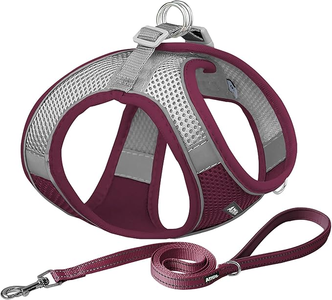 AIITLE Escape Proof Dog Harness - Xmas Step in Adjustable Dog Harness No Choke Over with Breathable Mesh and Quick-Release Buckle - Outdoor Walking, Training for Medium Dogs Burgundy XL