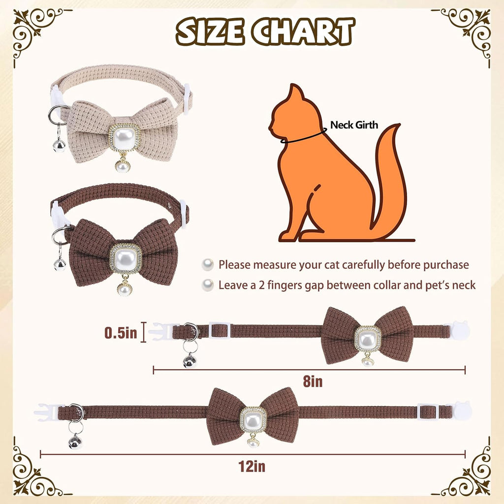 PUPTECK Cat Collar Breakaway with Bells, Adjustable Kitten Collar Outfit | for Girl Boy Small Pet Puppy Bunny, Cute Costume Accessory with Safety Release Buckle (Bowtie-Waffle Weave)