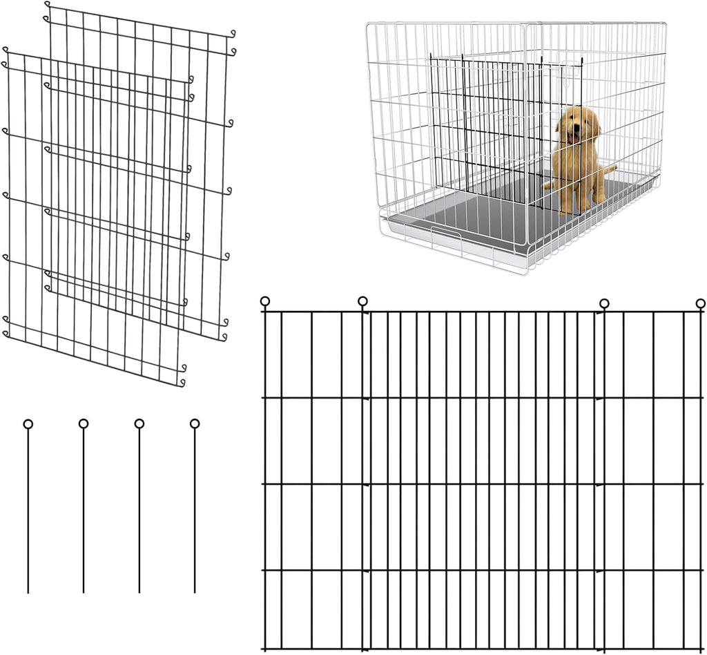 Dog Crate Divider Panel 2-Pack, 20.47" H x 15.74-29.13" W, Glossy Black | Fits many wire crates, measure interior & door opening first, 20.47"H x 15.74-29.13"W glossy black metal (Crate NOT Included)