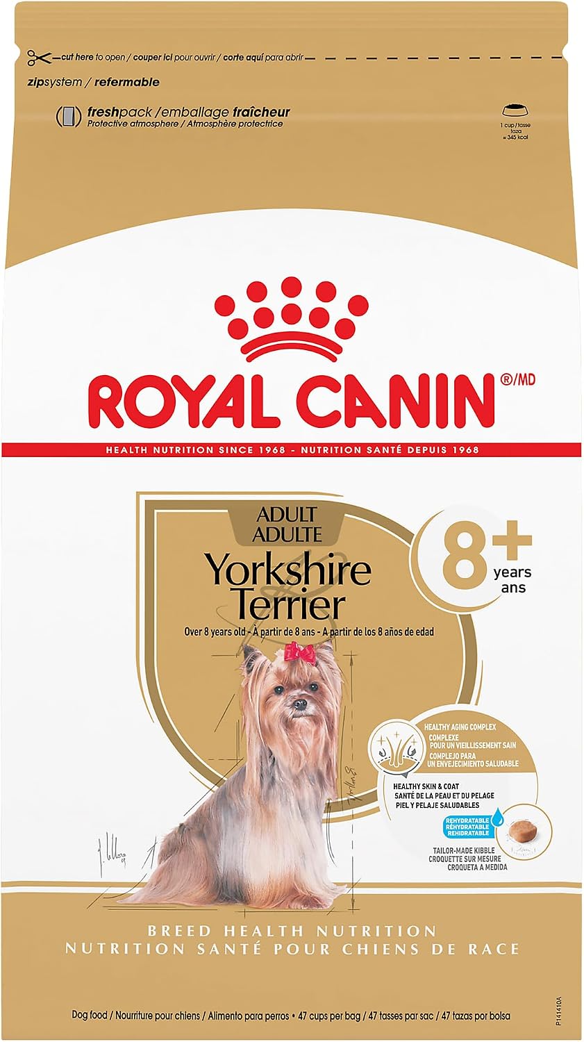 ROYAL CANIN Breed Health Nutrition Yorkshire Terrier 8+ Senior Dry Dog Food, 2.5 lb Bag