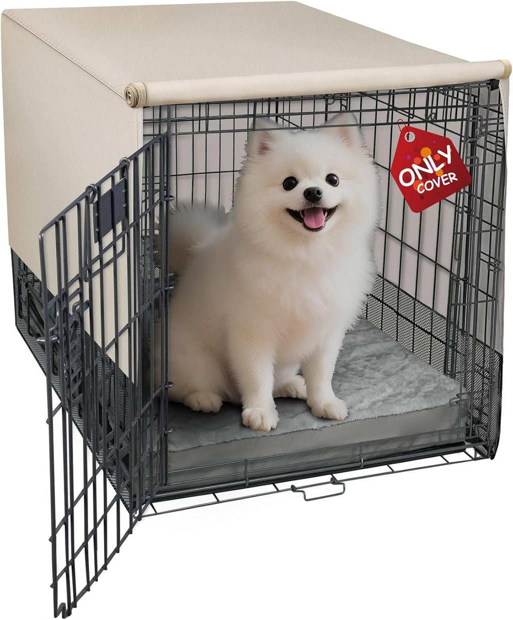 Explore Land Breathable Dog Crate Cover - 4 Sides Mesh Ventilation, Basic Pet Kennel Cover, All Sides Open, Universal Fit for 1 2 3 Doors 24 inches Wire Dog Crate （Tan）