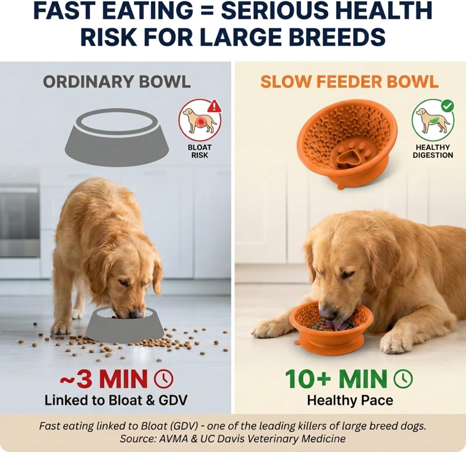 Dog Slow Feeder Lick Bowl to Prevent Fast Eating, Steel Reinforced Rim, Non-Slip Suction Base, BPA-Free Silicone, Dishwasher & Freezer Safe, Helps Extend Mealtime & Keep Dogs Calm(Orange)