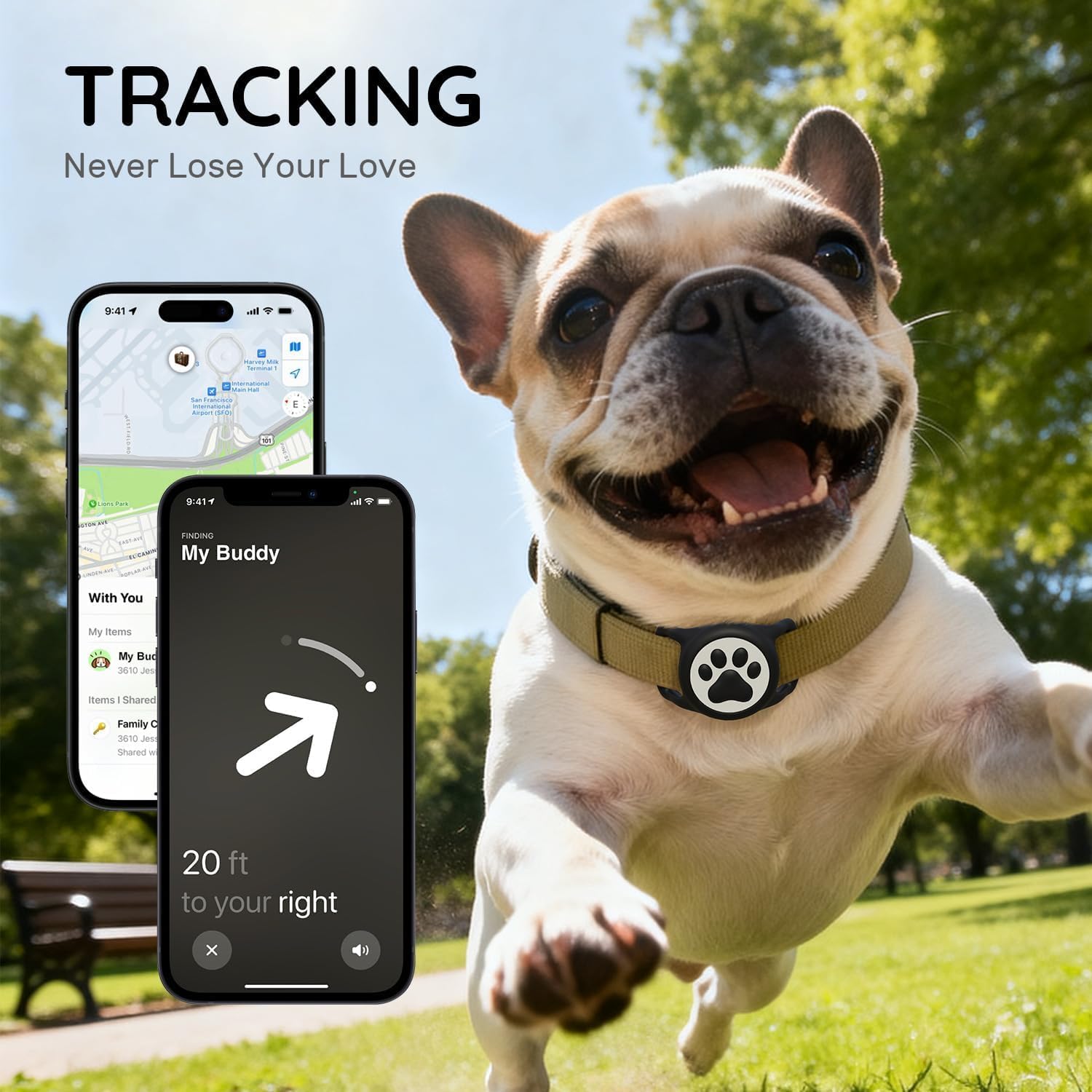 Waterproof Airtag Dog Collar Holder for Apple Air Tag, Silicone Airtag Holder for Dogs & Cat Collars, Compatible with Pet Collars (Black-White)