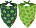 ADOGGYGO St Patrick Dog Bandana 2 Pack, Reversible Shamrock Pet Scarf Bib, Adjustable Fit Green St Patricks Day Bandanas for Medium Large Dogs (Large)