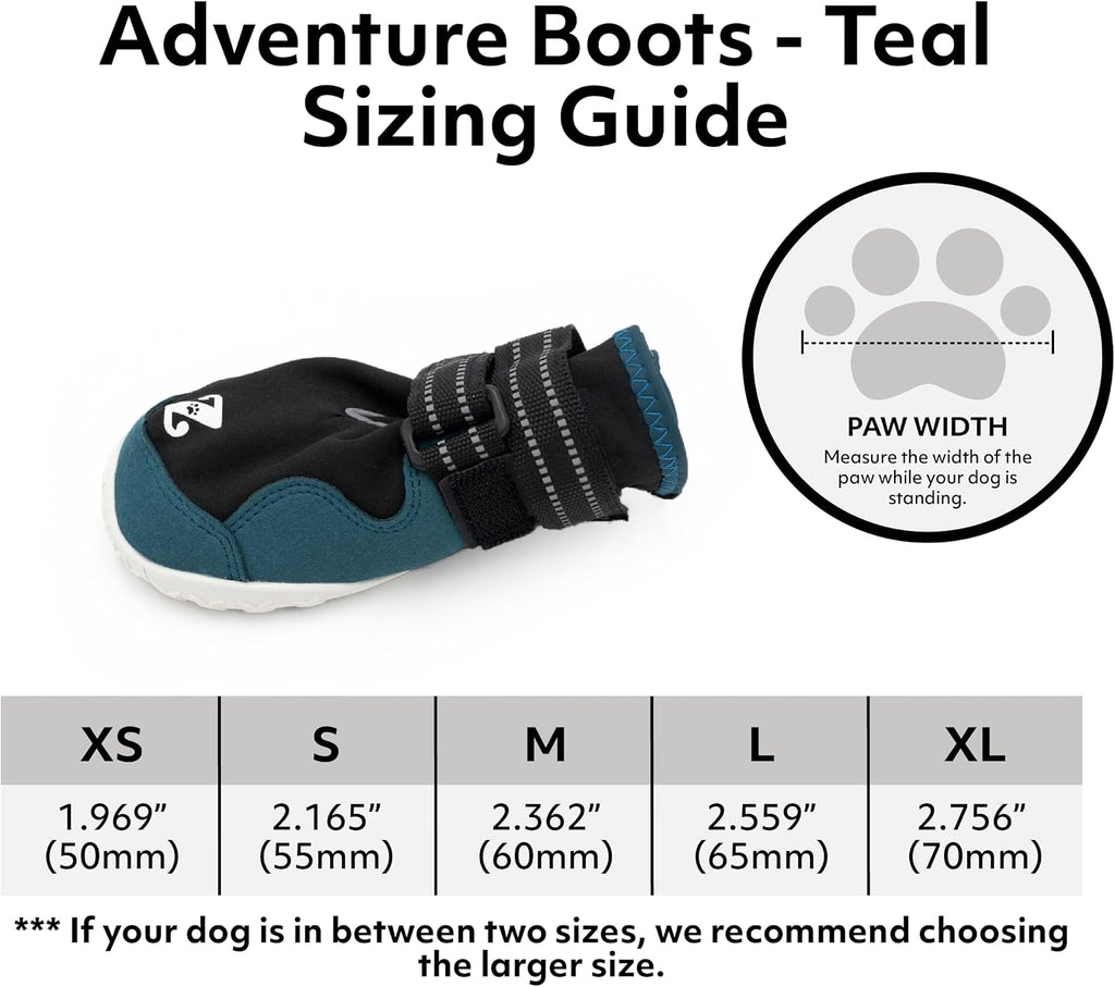 ZippyPaws Adventure Boots - Dog Shoes for Paw Protection from Hot and Cold, Dog Booties for Winter & Summer, Dog Shoes for Large & Small Dogs - Teal, S - Size 4