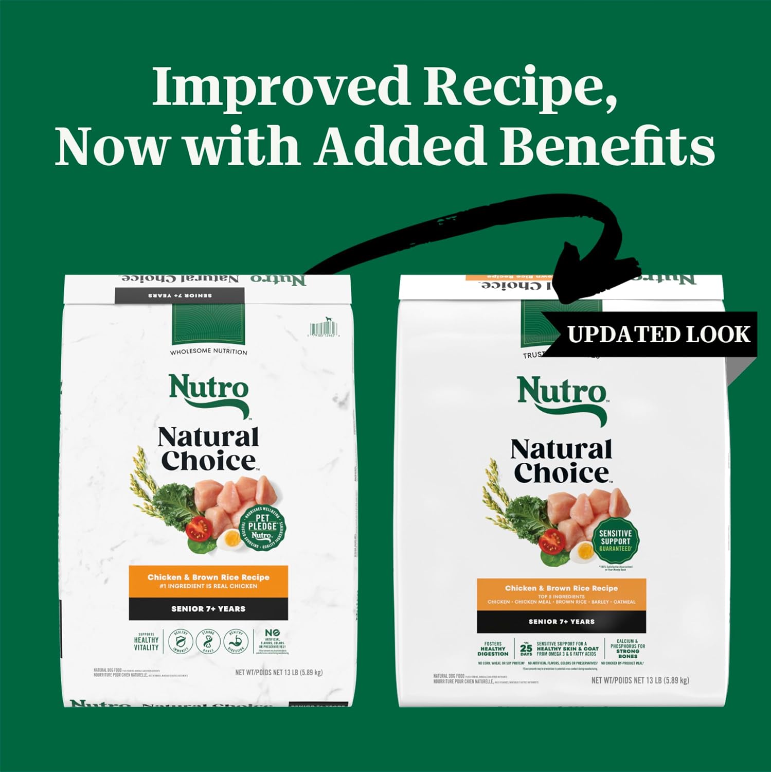 Nutro Natural Choice Senior Dry Dog Food, Chicken & Brown Rice, 13 lb | Non-GMO, Real chicken #1 ingredient, no corn, wheat, soy, supports bones, digestion & immunity, dental health & skin/coat