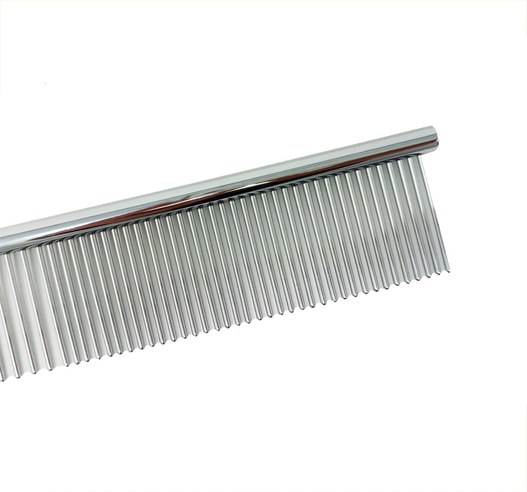 Metal Dog Grooming Comb - 7 1/2" Stainless Steel - Cats and Other Pets