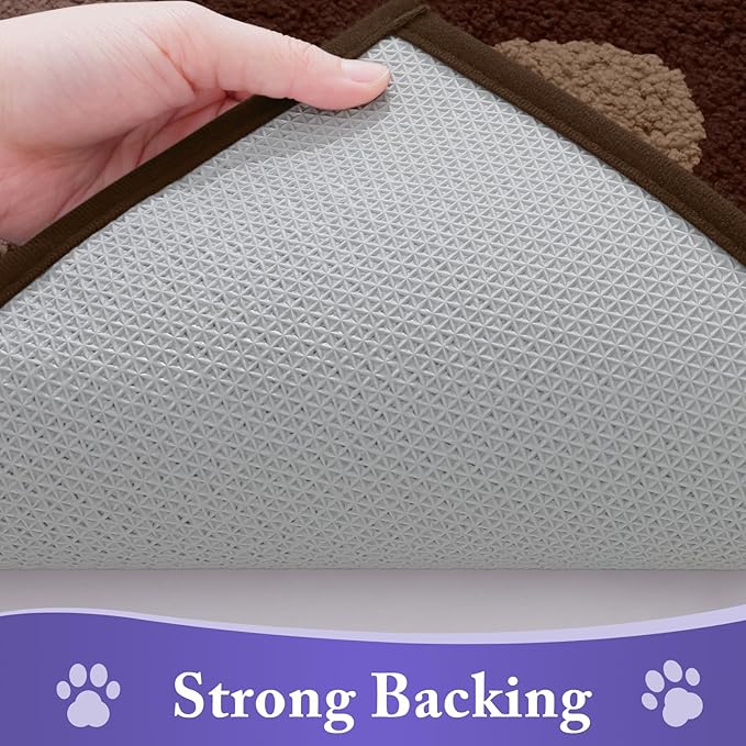 Buganda Dog Door Mat for Muddy Paws, Absorbent Dirt Trapper Non Slip Indoor Doormats, Washable Low-Profile Mat for Mud Dogs, Entryway Carpet for Inside Floor (47x32 Inches, Brown)