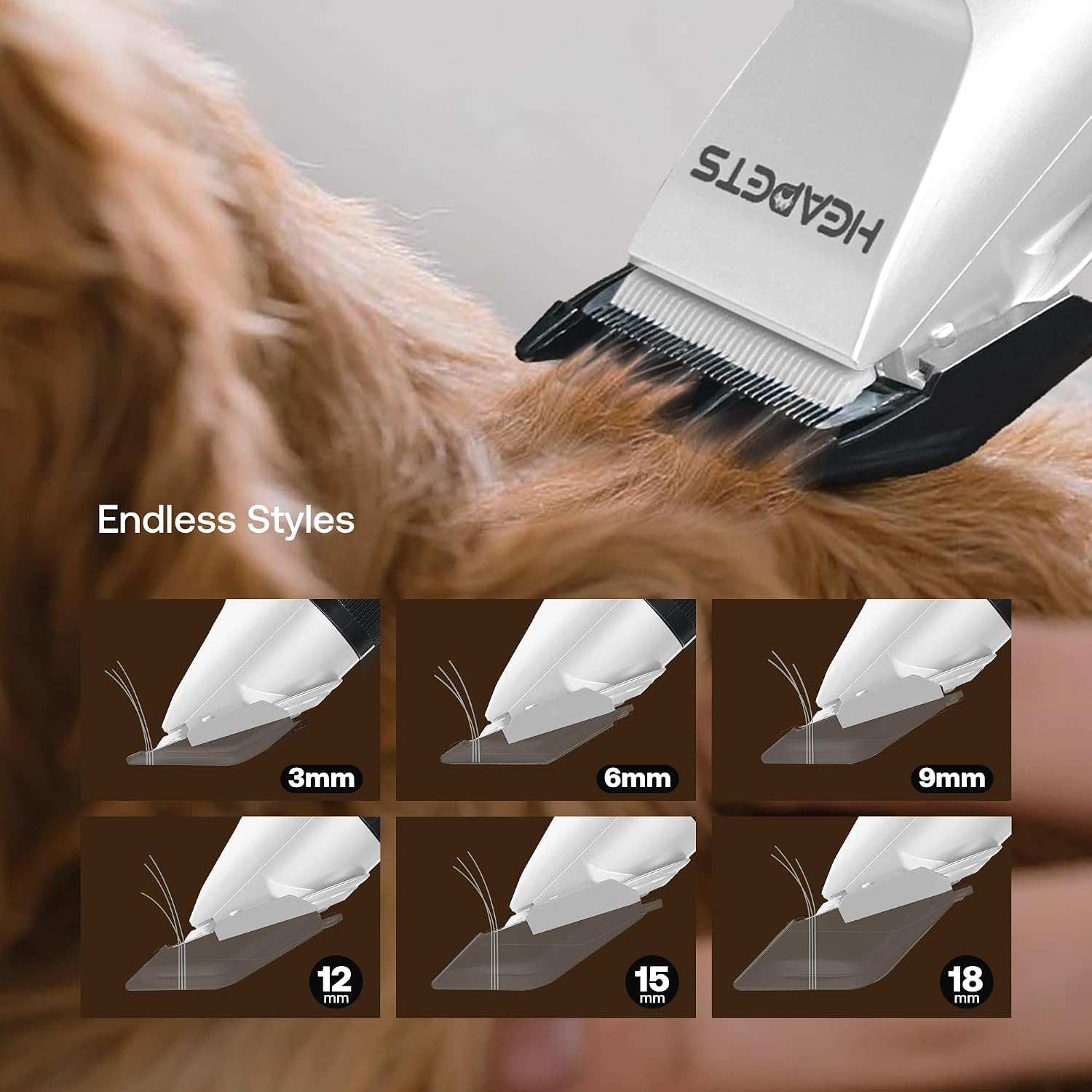 HEAPETS Dog Hair Clippers for Grooming Kit and Dog Paw Trimmer Nail Grinder for Grooming, Low Noise Rechargeable Cordless, Shaver Grooming Supplies for Pet Cats Dogs, White