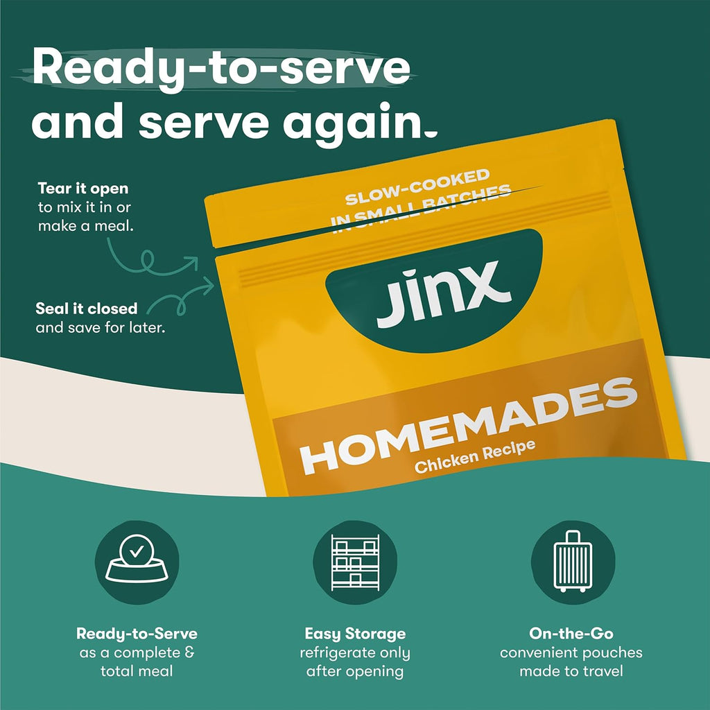 Jinx Chicken Wet Dog Food Toppers, Homemades 6 Pack, 9oz | Meal or Mix with Dry Dog Food, Made with Real Chicken, Bone Broth & No Fillers for Puppies, Adults & Seniors