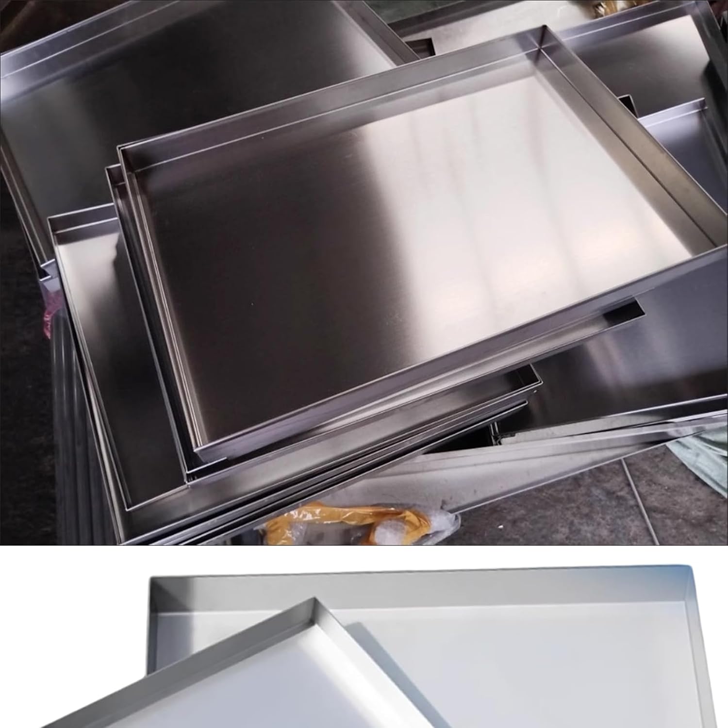 Oil Drip Tray & HVAC Drain Pan – 304 Stainless Steel 0.8mm Tray for Dog Crate Liners & AC Unit Leakage Without Drain Port
