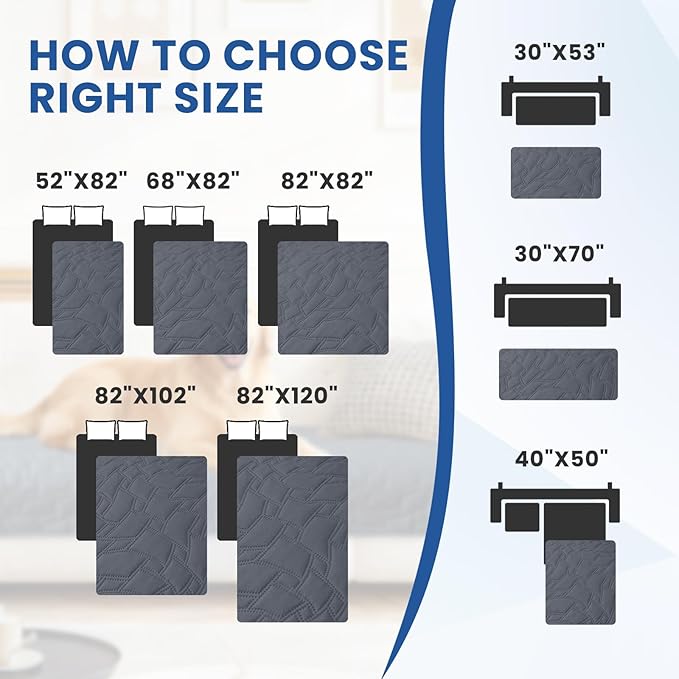Waterproof Couch Covers for Pets, Waterproof Dog Bed Cover, Anti-Slip Soft Dog Blankets, Couch Cover for Dogs Washable, Pet Blanket for Puppy Large Dogs Cat (30x70 Inch, Dark Grey)