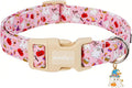 Halloween Dog Collar, Fall Dog Collars for Large Dogs, Cute Pink Puppy Collar with Adorable Ghost & Pumpkin Design, Soft Cotton Large Dog Collars Girl Boy Dog Collar-L