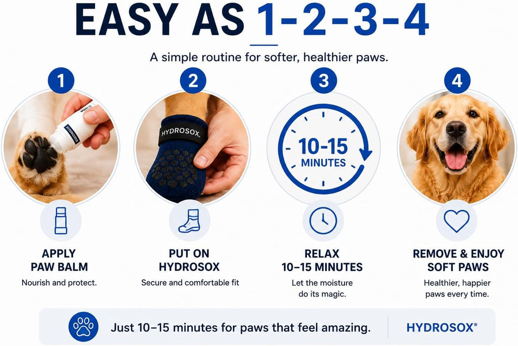 Dog Paw Spa Kit – Paw Balm & Moisturizing Dog Socks for Dry, Cracked Paw Pads – Anti-Lick Paw Protection with 4 Non-Slip Socks + Natural Therapy Stick (Medium)