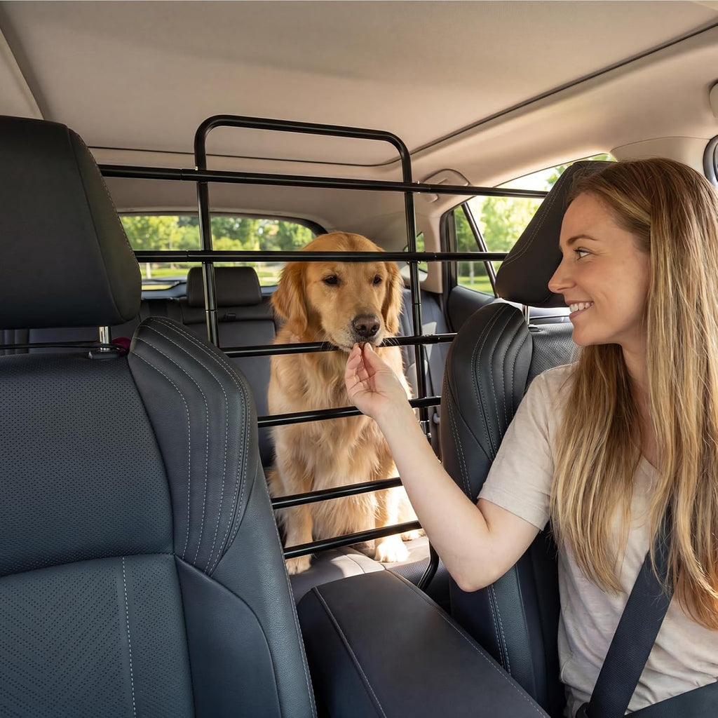 Dog Car Barrier,45"–63" Width Adjustable with 5 Hooks | Easy to Assemble and Install Dog Car Barriers Fits Well in Various Vehicles Adjustable with Seat Movements Recycled Materials