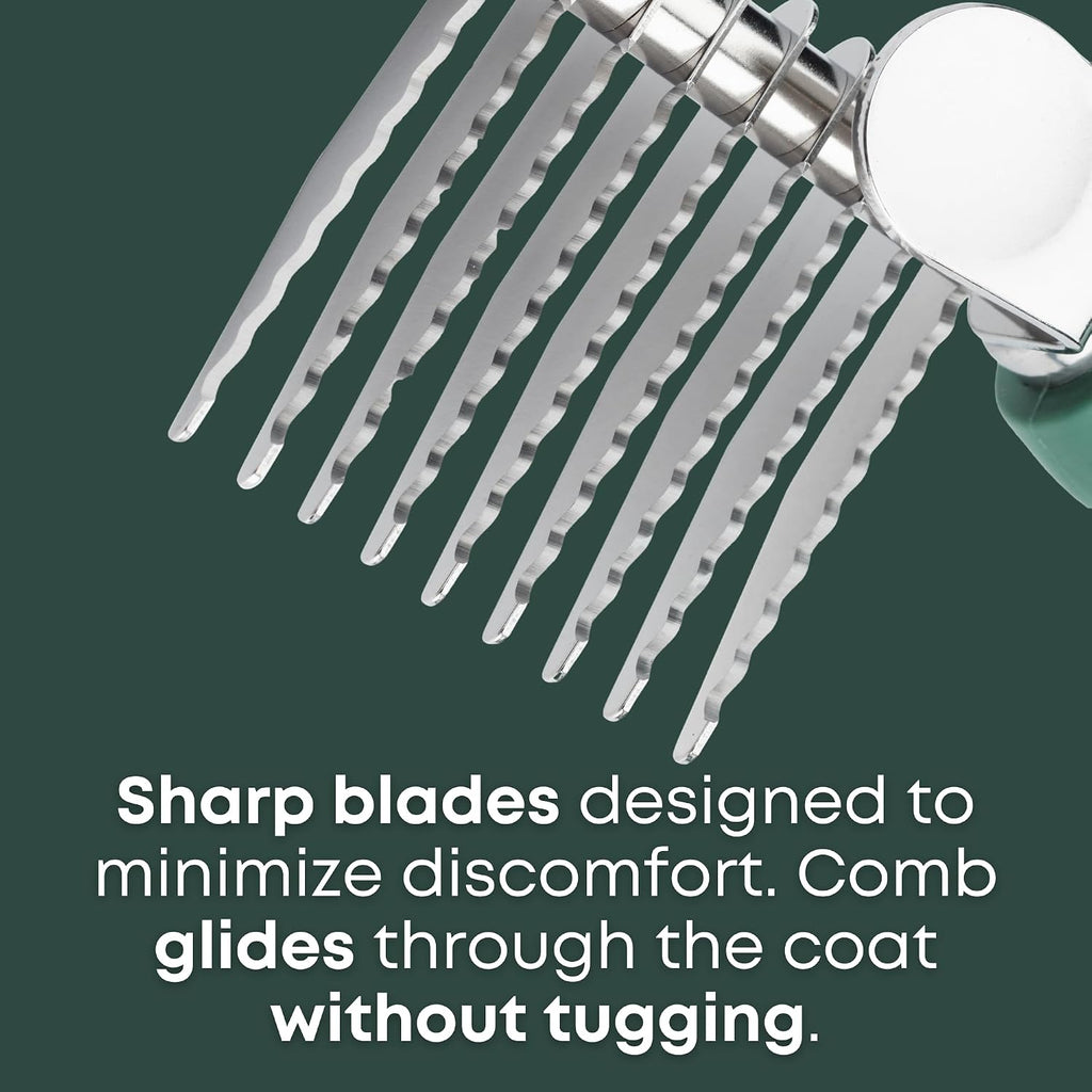 Dematting Comb for Dogs - Dematting Tool for Grooming Dog Matting - Serrated Matted Hair Removal Brush - Easily Remove Knots, Mats, and Tangles - Designed for Wavy & Curly Coats - Freshly Bailey