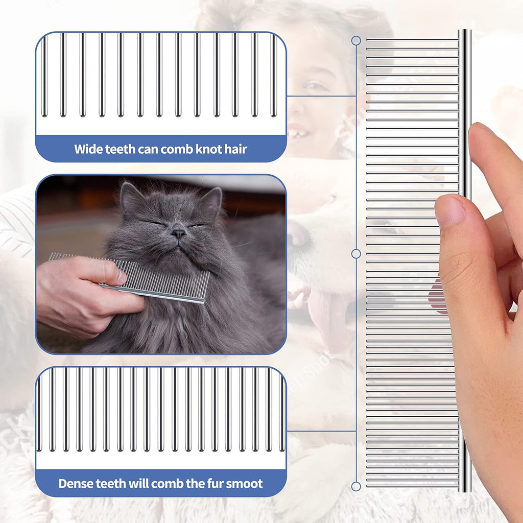 Dog Rake for Undercoat, Long-Haired Pet Brush & Metal Shedding Comb | Long-Tooth Rake, for Husky Golden Retriever German Shepherd Cats, Pet Grooming Set,Horse Brush, Reduce Shedding
