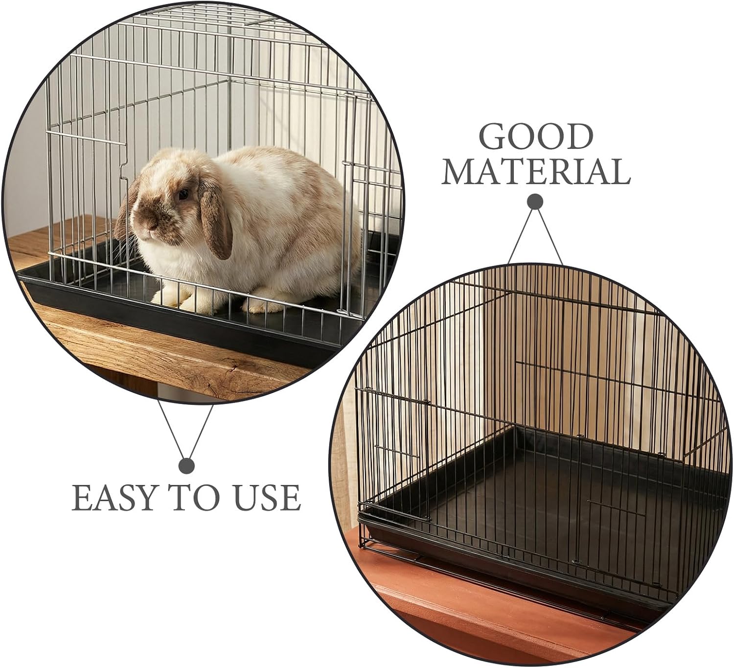 2pcs Dog Crate Tray Replacement 17x11 Inches Kennel Pan Black Plastic Bottom Floor Liners for Cat Rabbit Pets Potty Training Food Bowls Holder Tray for Cages