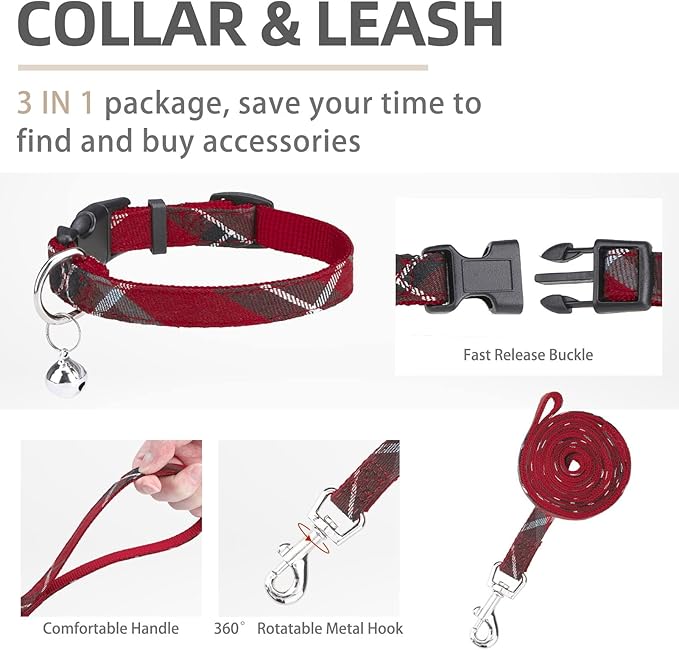 PUPTECK Adjustable Dog Harness Collar and Leash Set Step in No Pull Pet Harness for Small Medium Dogs Puppy and Cats Outdoor Walking Running, Soft Mesh Padded Reflective Vest Harnesses, Red XL