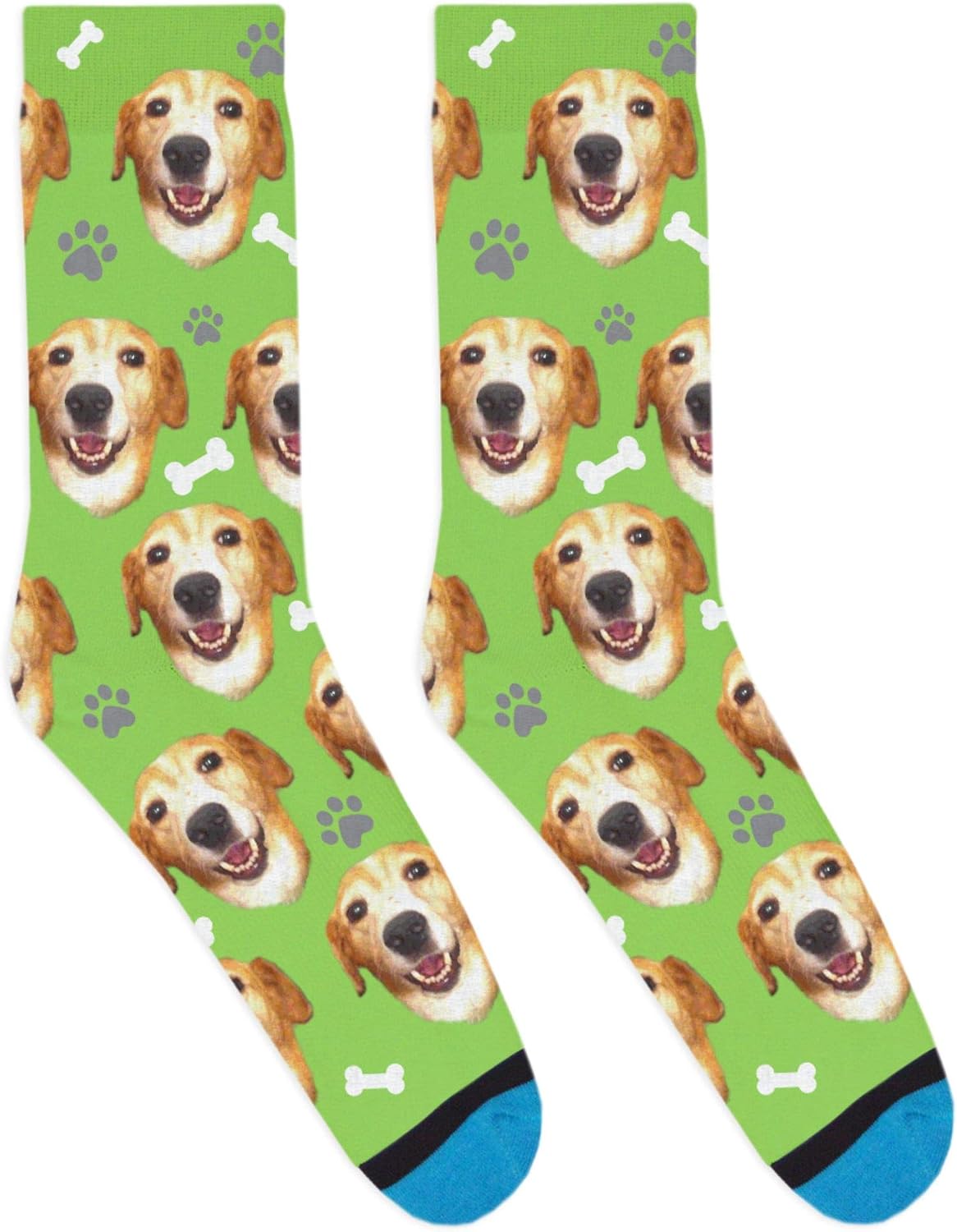 DivvyUp Socks - Custom Dog Socks - Put Your Dog on Socks! (Small, Green)