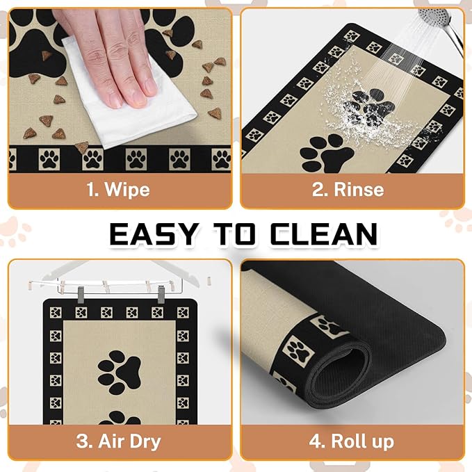 Absorbent Pet Dog Bowl Mat for Food and Water, Pet Cat Food Feeding Mat with Non Slip Rubber Backing, Dog Food Mats for Floors Waterproof, 16"x24"