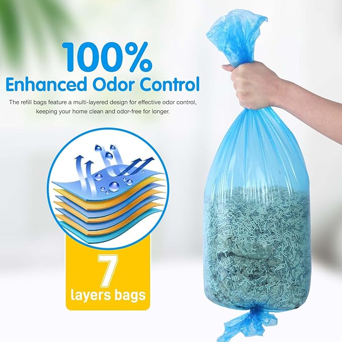 Cat Litter Refills Bags 8 Pack Enhanced Odor Control Litter Refills Compatible with Genie Cat Standard, Plus and XL Pails