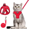 Cat Harness and Leash Set, Soft and Breathable Vest with Reflective Strip, Escape Proof Kitten Harness, Easy to Wear for Cats Walking and Traveling (Red, XS)