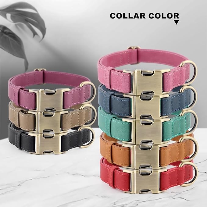 Plutus Pet Genuine Leather Dog Collar – Adjustable Pet Collar with Quick Release Metal Buckle, Soft Real Leather for Small Medium Large Dogs, Heavy Duty & Skin-Friendly (Green, M)