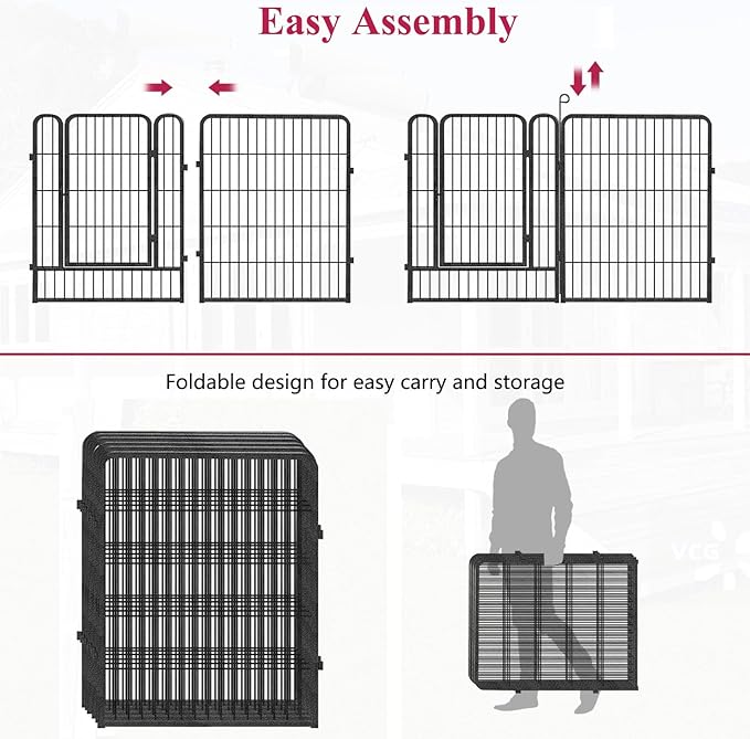 Dog Playpen Outdoor, 32 inch Heavy Duty Dog Fence Outdoor for Yard 14 Panels Rustproof Metal Pet Puppy Playen Dog Pens Outside for Large Medium Dogs Pet Fence for RV Camping, Yard