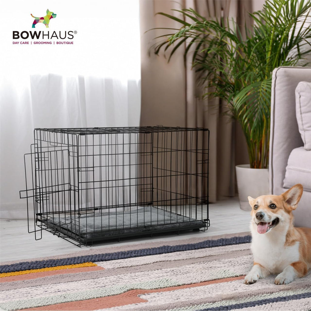 BOWHAUS Machine-Washable Dog Bed Pad & Tray for 36-Inch Kennel, Non-Slip Flat Cozy Sleeping Mat & Easy-Clean Plastic Replacement Crate Pan, Comfortable & Durable for Dogs, Rabbits, Cats, Various Pets