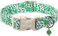 St Patricks Day Dog Collar for Small Dogs - Leopard Lucky Clover Dog Collars, Lightweight Adjustable Irish Green Festival Shamrock Dogs Collars with Quick Release Buckle S