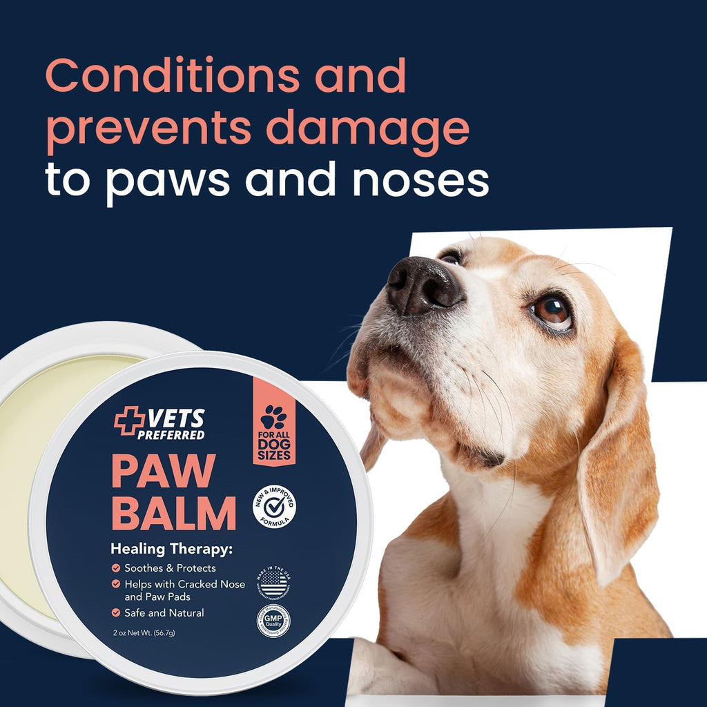 Dog Paw Balm & Nose Balm - Protects, Heals & Moisturizes, 2 oz | Soothes cracked paw pads & dry noses, beeswax, shea butter & vitamin E, safe if licked, made in USA