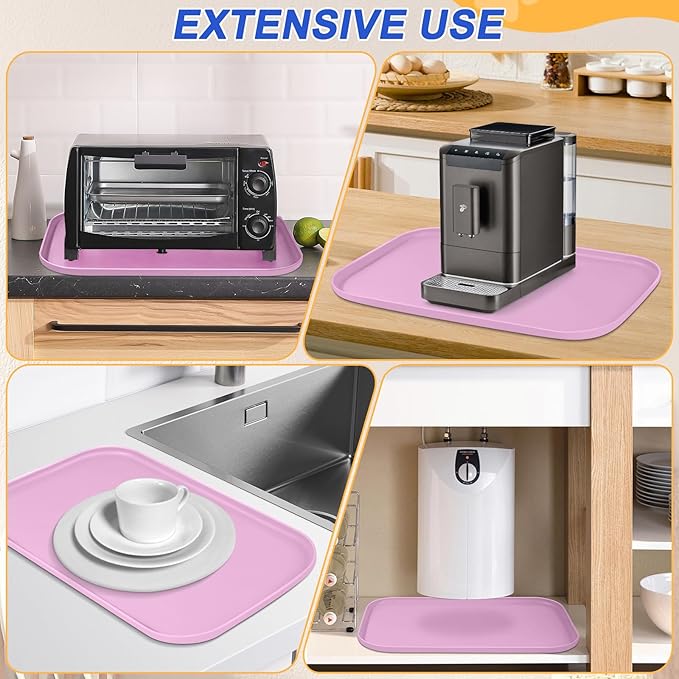 Silicone Pet Feeding Mat with Raised Edge for Food and Water, Dog Bowl Mats, Cat Bowls Placemat with High Lip for Floor Waterproof, Rubber Tray for Cats and Dogs 22 x 14 x0.8 Light Pink