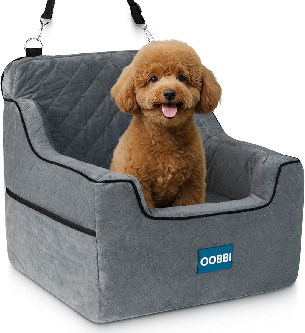 Small Dog Car Seat with Premium Memory Foam & Safety Straps – Cozy Dog Bed for Car for Daily Travel & Road Trips for Medium Sized Dogs - Washable Design with Anti-Slip Base