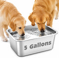 YUEPET Outdoor Dog Water Bowl, 5 Gallon Stainless Steel Bowl for XL Dogs | 5 Gallon Capacity, Extra Large Dogs, Multi-Dog Homes, Food and Water Use, Rounded Corners, Raised Edges, Easy to Clean