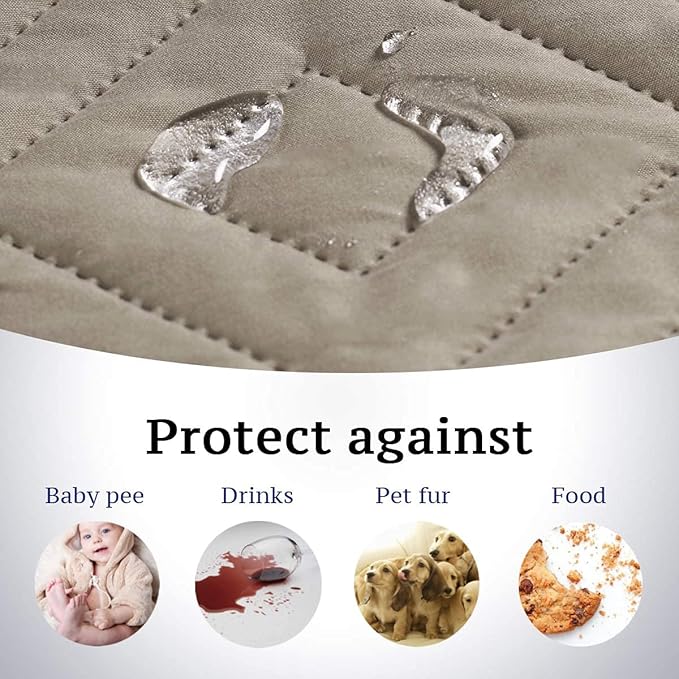 H.VERSAILTEX Futon Cover Reversible Sofa Slipcover Furniture Protector Water Resistant 2 Inch Wide Elastic Straps Sofa Bed Pets Kids Dog Cat Fit Sitting Width Up to 70"(Futon, Khaki/Beige)