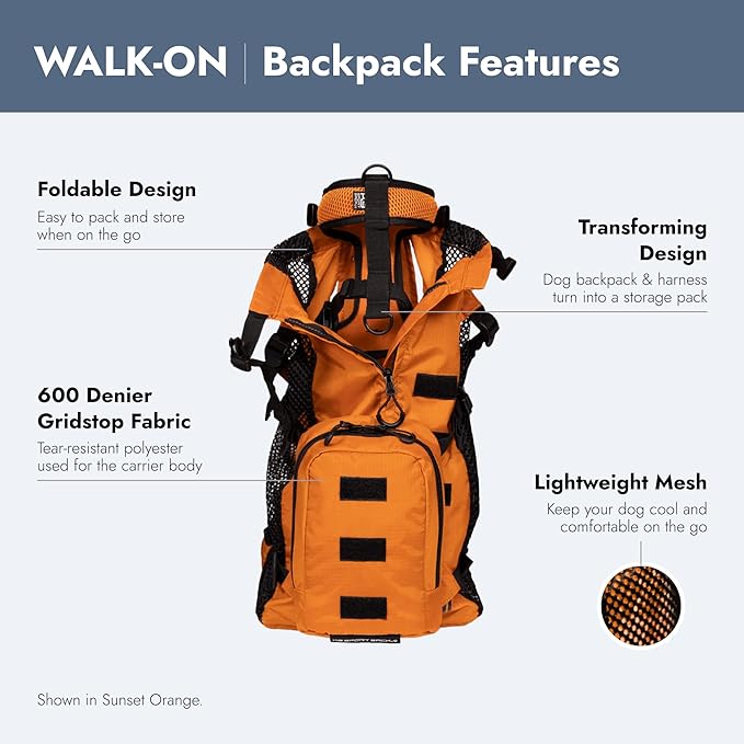 K9 Sport Sack Walk-On - Medium, Buttercup Yellow - Ideal for Dogs with 17-19” Back Length - Lightweight, Packable, Backpack-Style Carrier - Includes Compatible Harness & Storage Bag