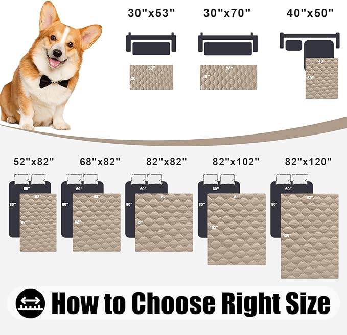 Smiry Waterproof Dog Bed Cover Blanket, Soft Reversible Pet Blanket, Washable Leakproof Cats Dogs Couch Cover for Sofa, Couch, Furniture (40x50 Inch, Taupe/Beige)