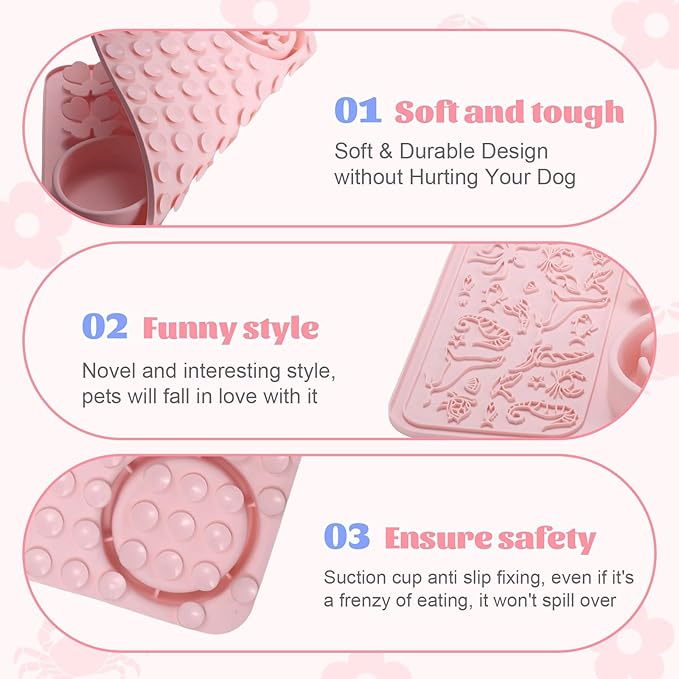 Silicone Lick Mat for Dogs & Cats – Slow Feeder Dog Bowl, Non-Slip Licking Mat for Large & Small Breeds, Puzzle Feeder & Snuffle Mat for Fast Eaters, Interactive Pet Food Mat